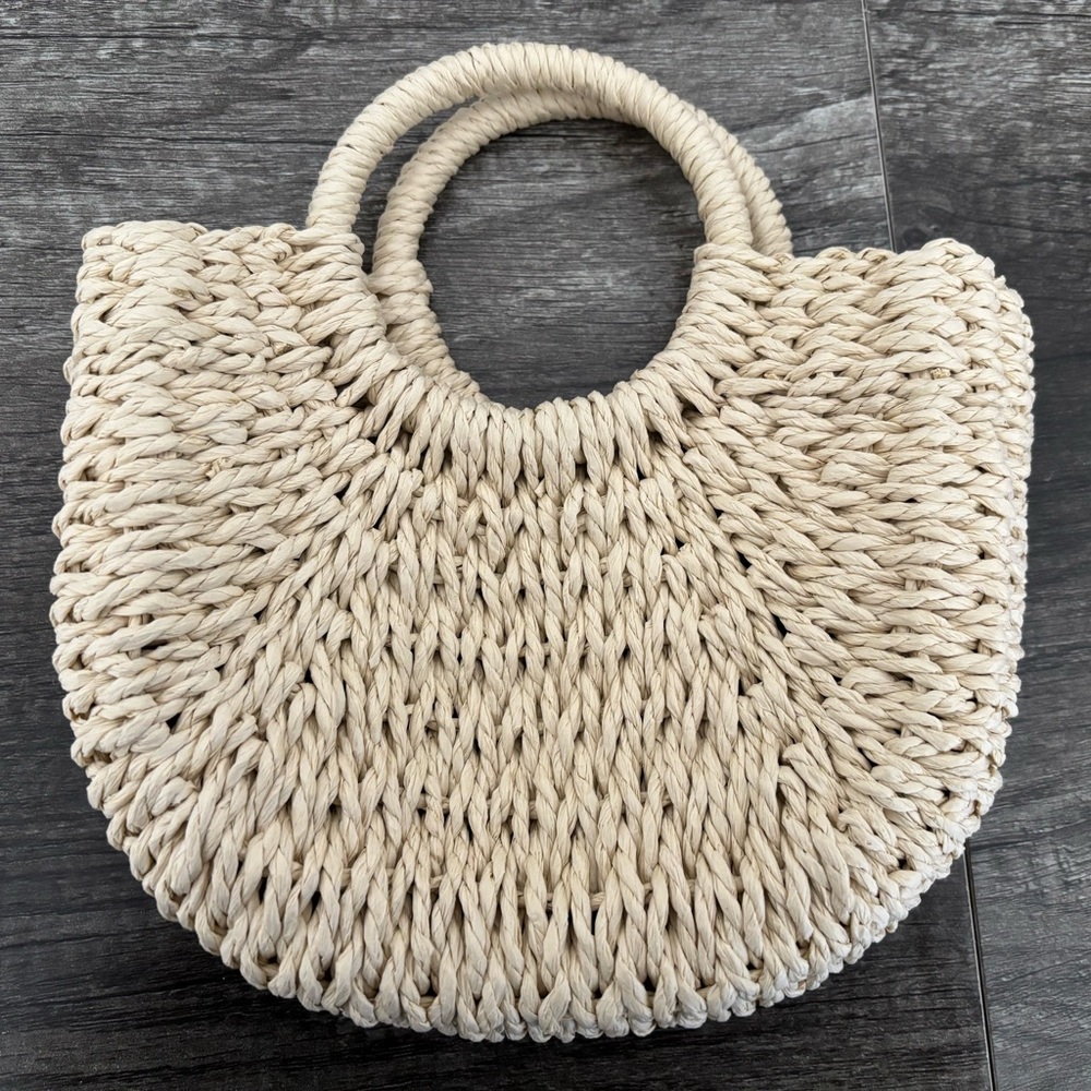 Woven Straw Bag in Cream